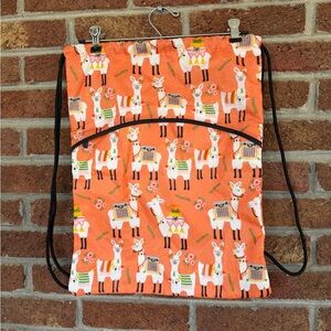 31 Thirty-One Orange Llama Rama Print Kids Drawstring Bag